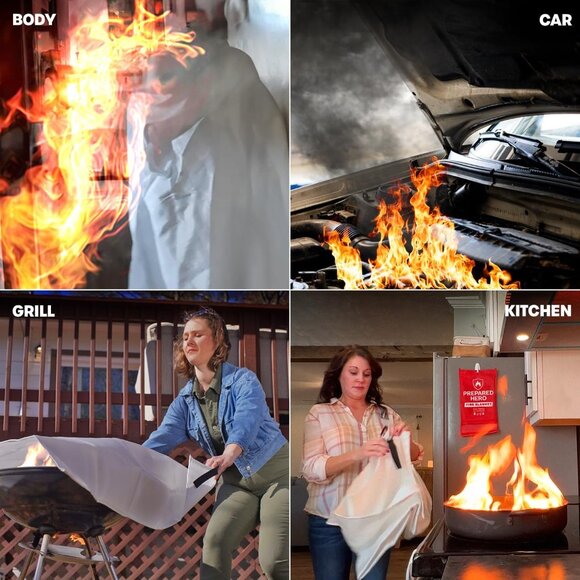 Emergency Fire Suppression Blanket - 2 Pack, 40' x 40' Fiberglass Blanket for Ki - Picture 6 of 8